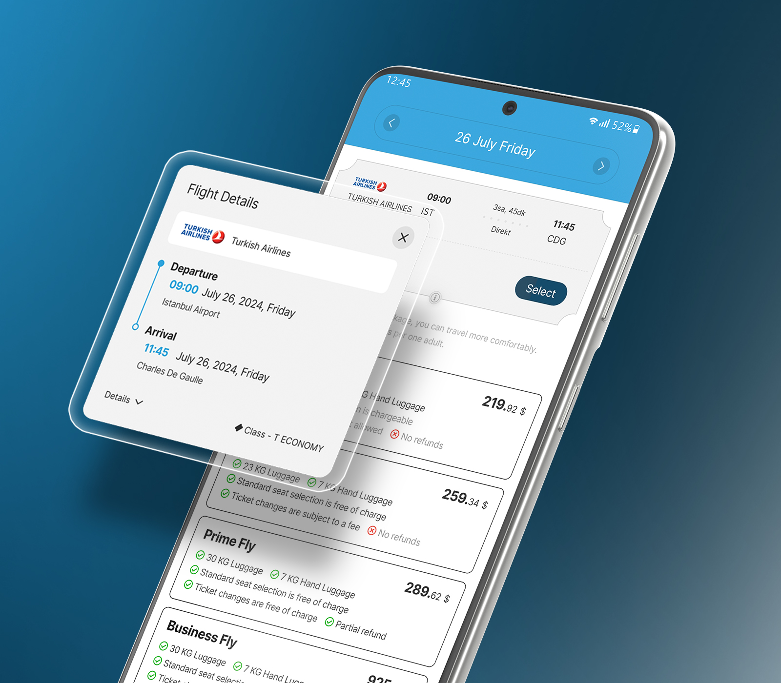 Biletiniz flight search interface