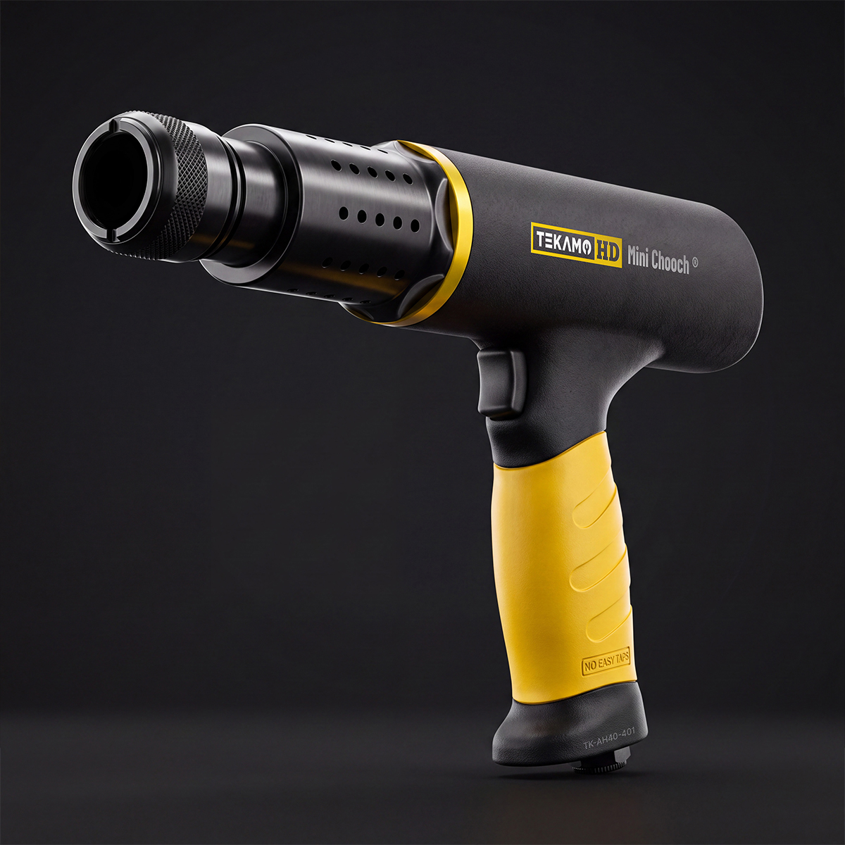 Studio product photograph of the air hammer on a black background