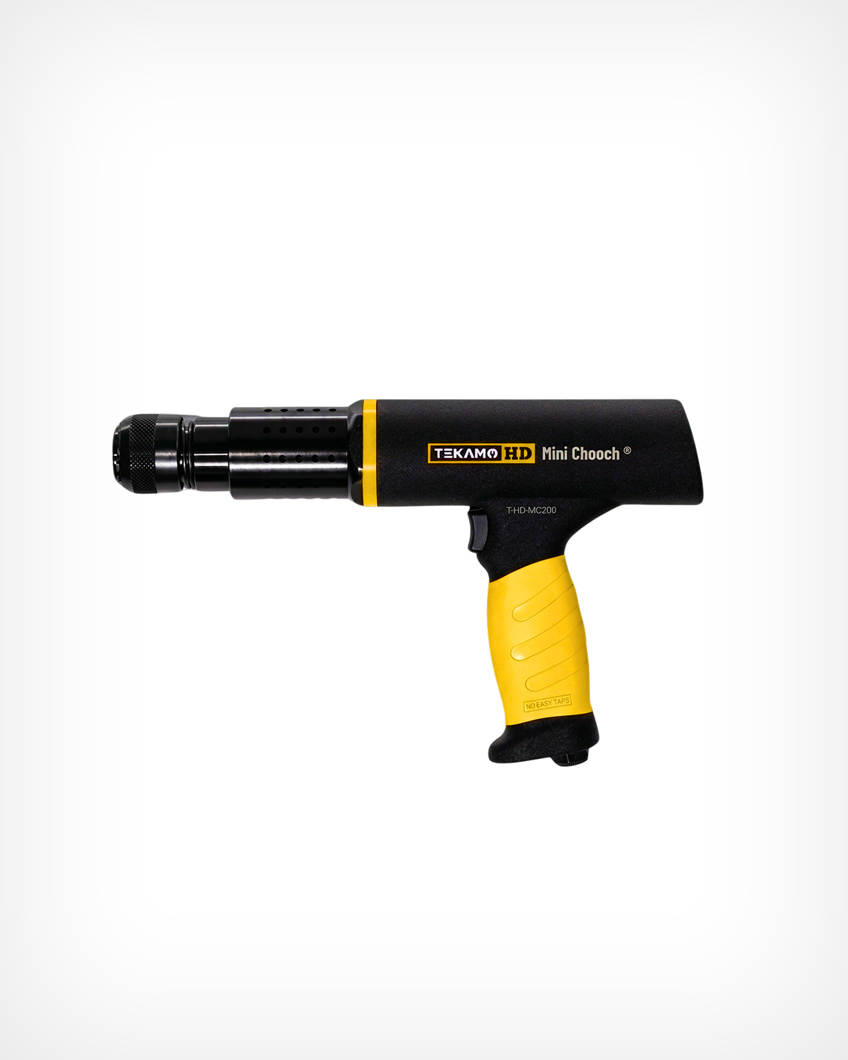 Rough product photo of a pneumatic air hammer on a plain studio backdrop